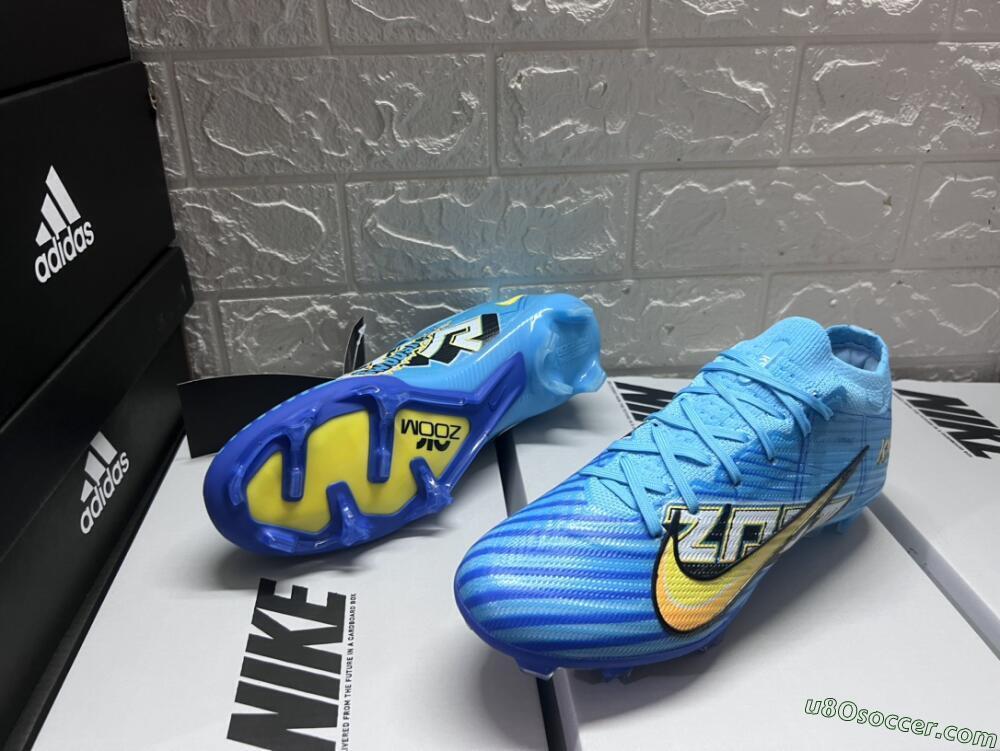 Kylian Mbappe x Nike Air Zoom Mercurial Vapor 15 Elite FG Firm Ground Soccer Cleats - Blue/Yellow/Black