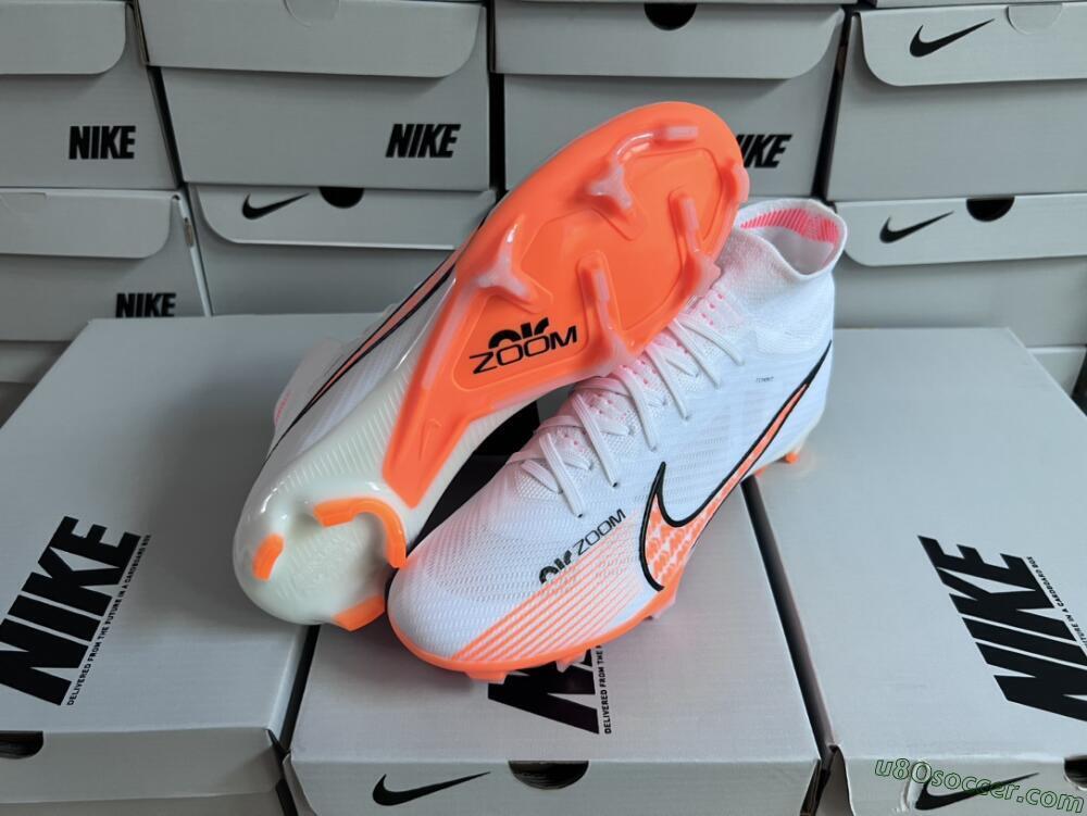 Nike Air Zoom Mercurial Superfly 9 Elite FG Firm Ground Soccer Cleats - White/Orange/Black