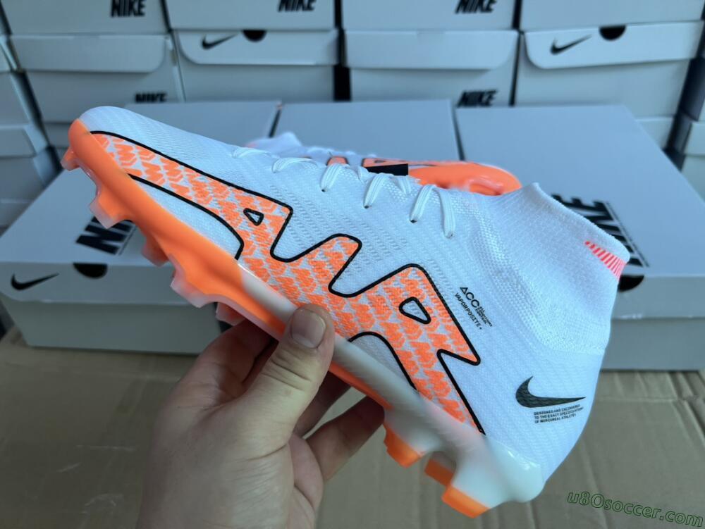 Nike Air Zoom Mercurial Superfly 9 Elite FG Firm Ground Soccer Cleats - White/Orange/Black