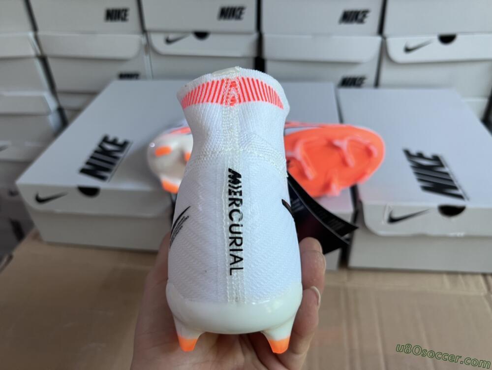 Nike Air Zoom Mercurial Superfly 9 Elite FG Firm Ground Soccer Cleats - White/Orange/Black