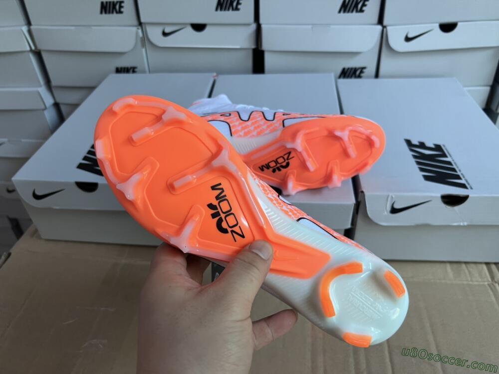 Nike Air Zoom Mercurial Superfly 9 Elite FG Firm Ground Soccer Cleats - White/Orange/Black