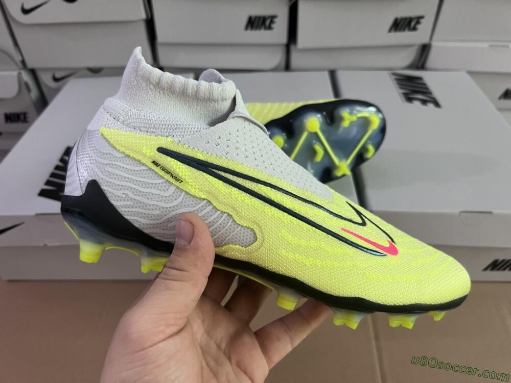 Nike Phantom GX Elite FG Firm Ground Soccer Cleats - Grey/Green/Pink