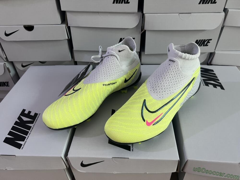 Nike Phantom GX Elite FG Firm Ground Soccer Cleats - Grey/Green/Pink