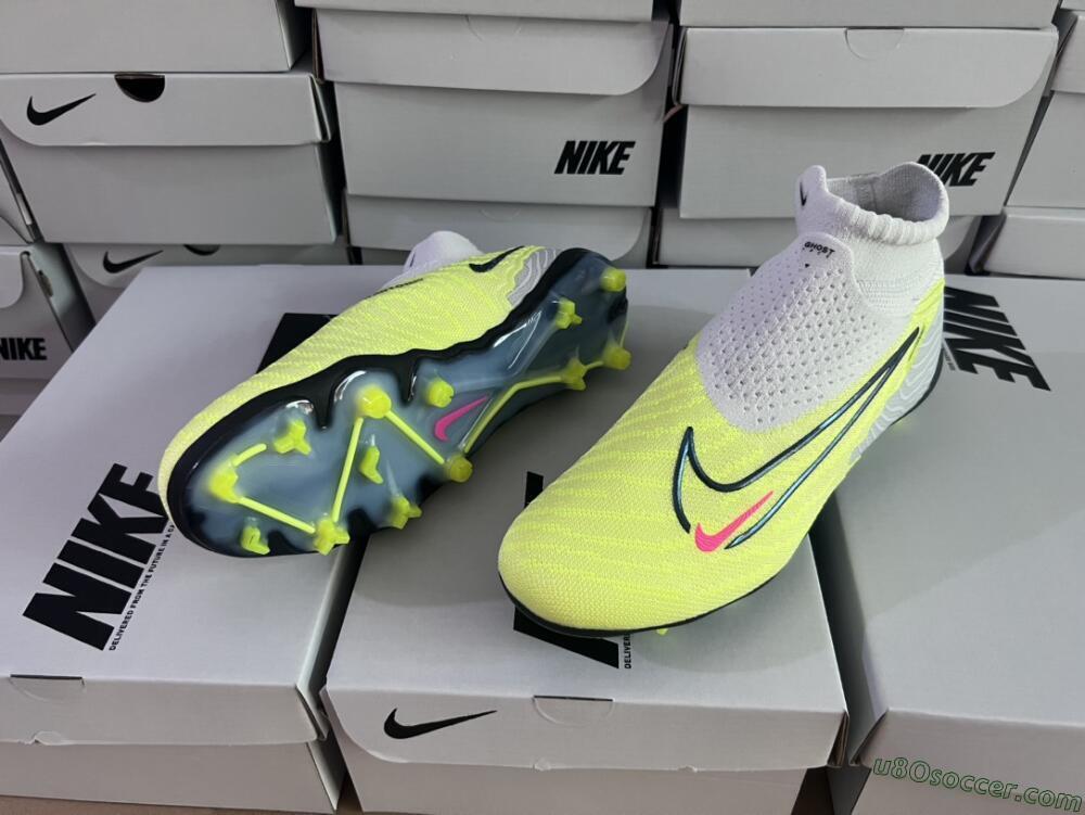 Nike Phantom GX Elite FG Firm Ground Soccer Cleats - Grey/Green/Pink