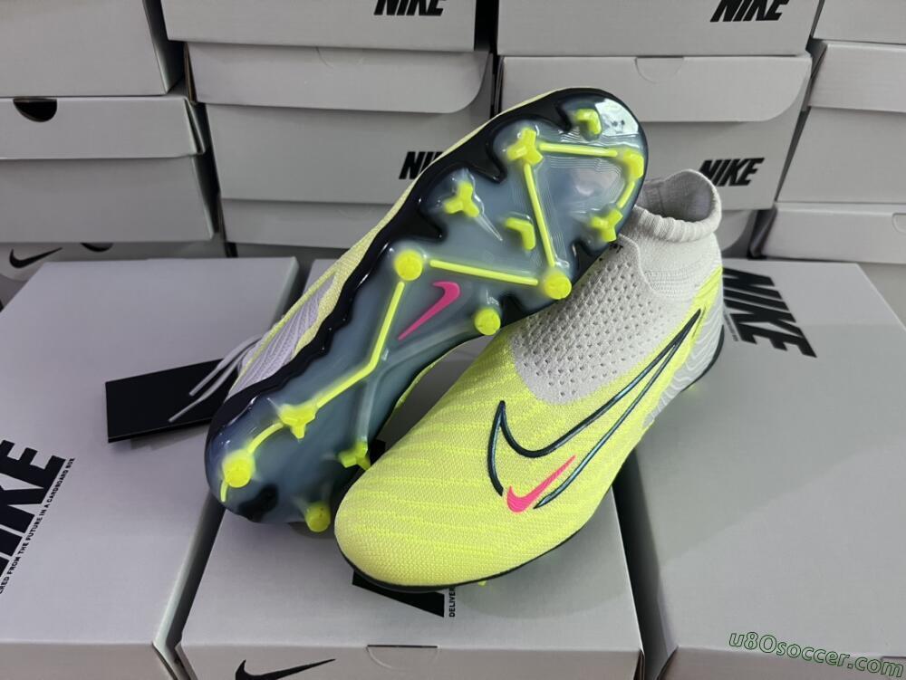 Nike Phantom GX Elite FG Firm Ground Soccer Cleats - Grey/Green/Pink