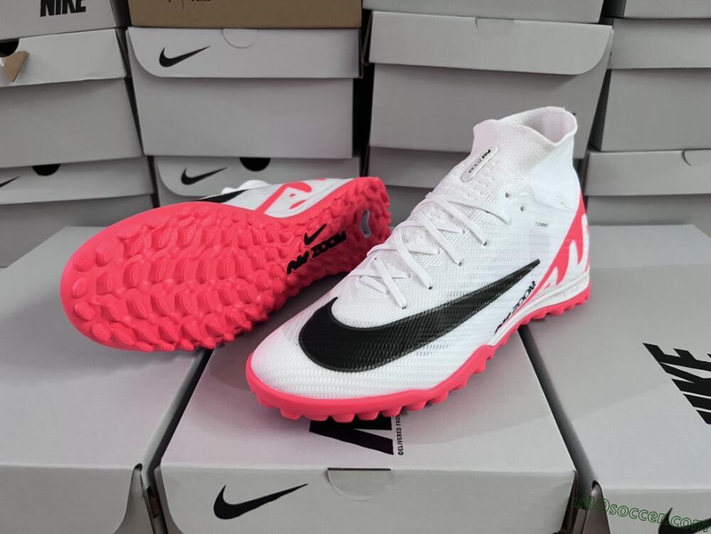 Nike Mercurial Superfly 9 Elite TF Artificial Turf Soccer Shoes - White/Black/Red
