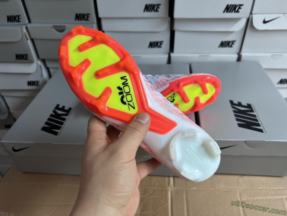 Nike Air Zoom Mercurial Superfly 9 Elite FG Firm Ground Soccer Cleats - White/Orange/Sliver