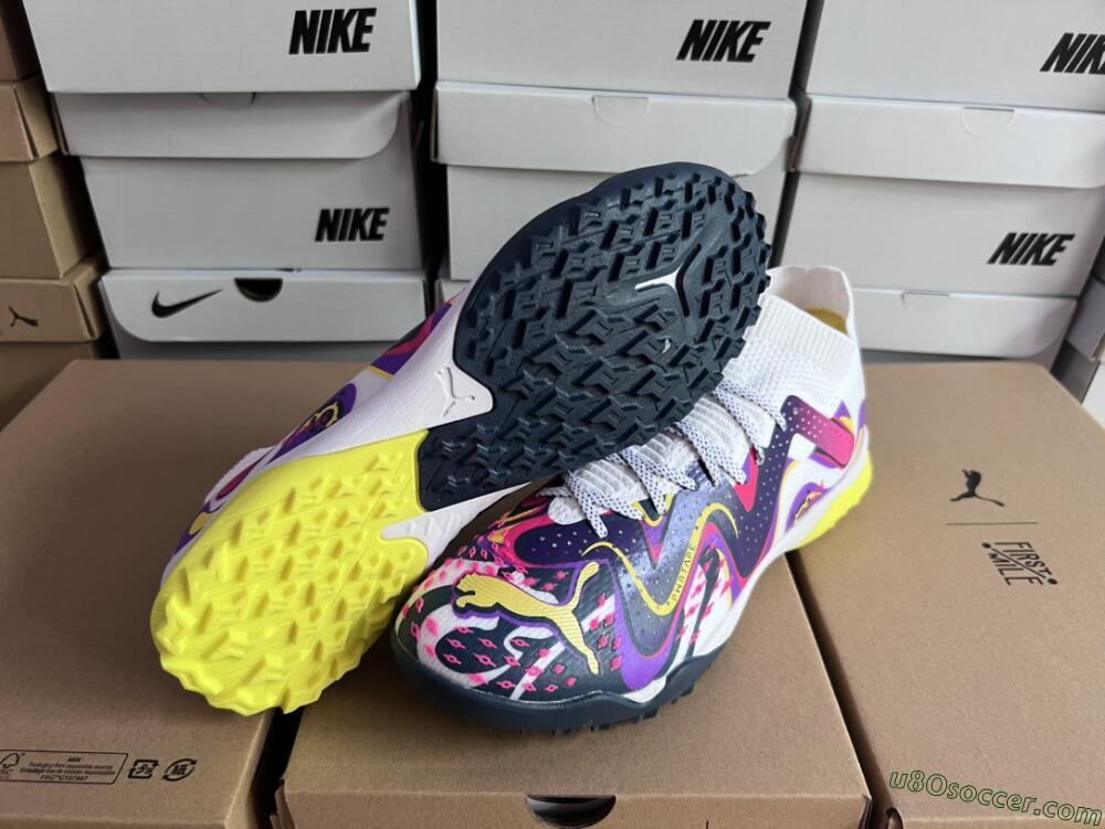 Puma Future X Powercat Tokyo Match TF Artificial Turf Soccer Shoes - Purple/White/Yellow