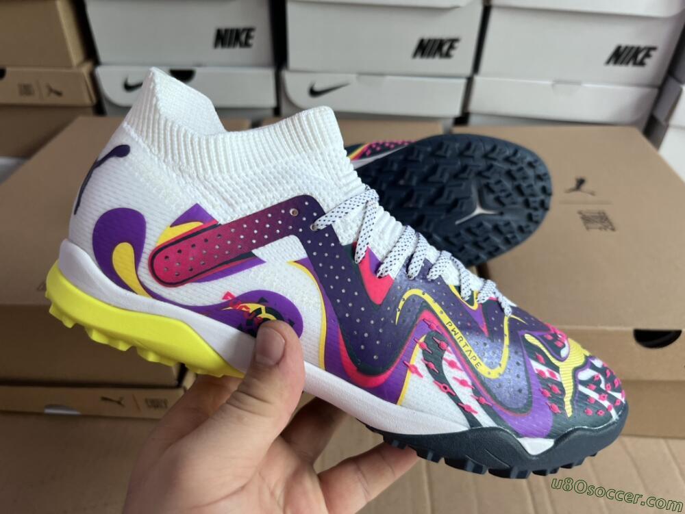 Puma Future X Powercat Tokyo Match TF Artificial Turf Soccer Shoes - Purple/White/Yellow