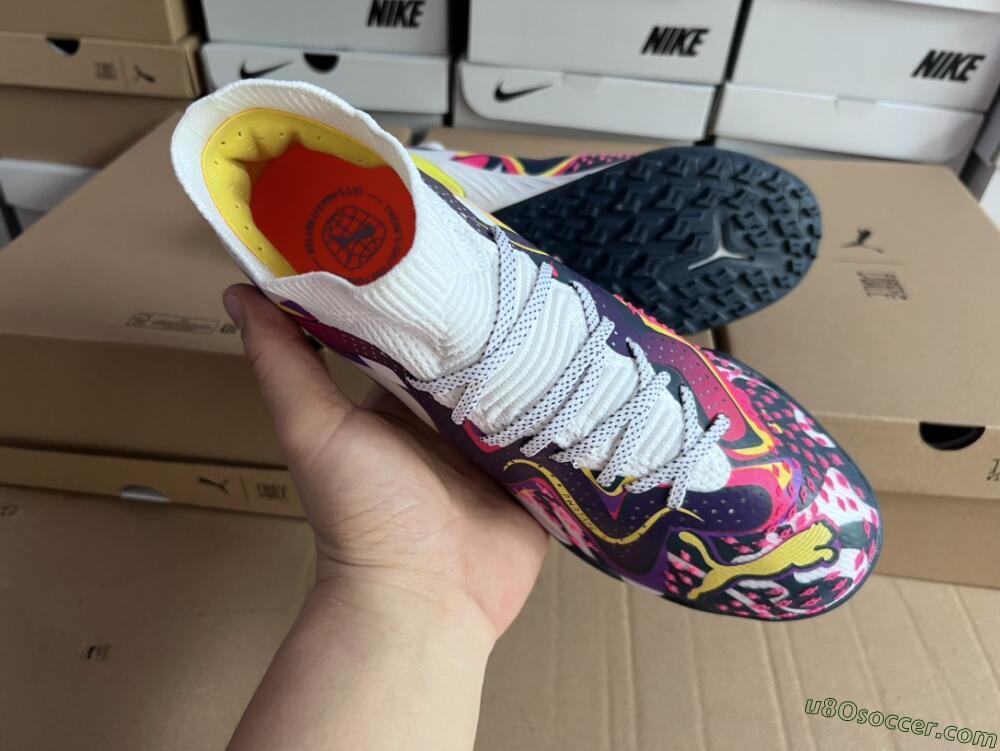 Puma Future X Powercat Tokyo Match TF Artificial Turf Soccer Shoes - Purple/White/Yellow