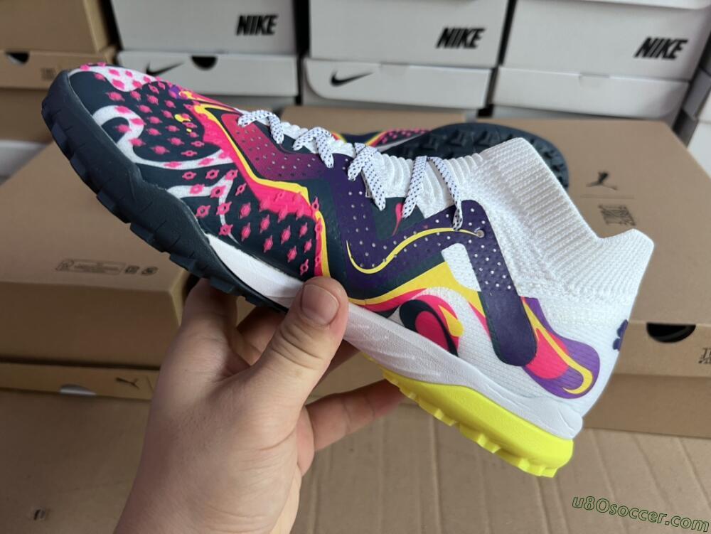 Puma Future X Powercat Tokyo Match TF Artificial Turf Soccer Shoes - Purple/White/Yellow
