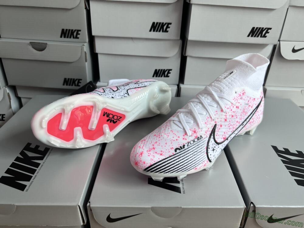 Nike Air Zoom Mercurial Superfly 9 Elite FG Firm Ground Soccer Cleats - White/Pink/Black