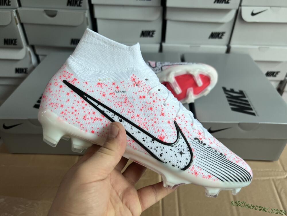 Nike Air Zoom Mercurial Superfly 9 Elite FG Firm Ground Soccer Cleats - White/Pink/Black