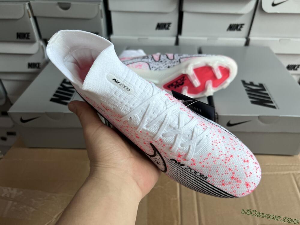 Nike Air Zoom Mercurial Superfly 9 Elite FG Firm Ground Soccer Cleats - White/Pink/Black