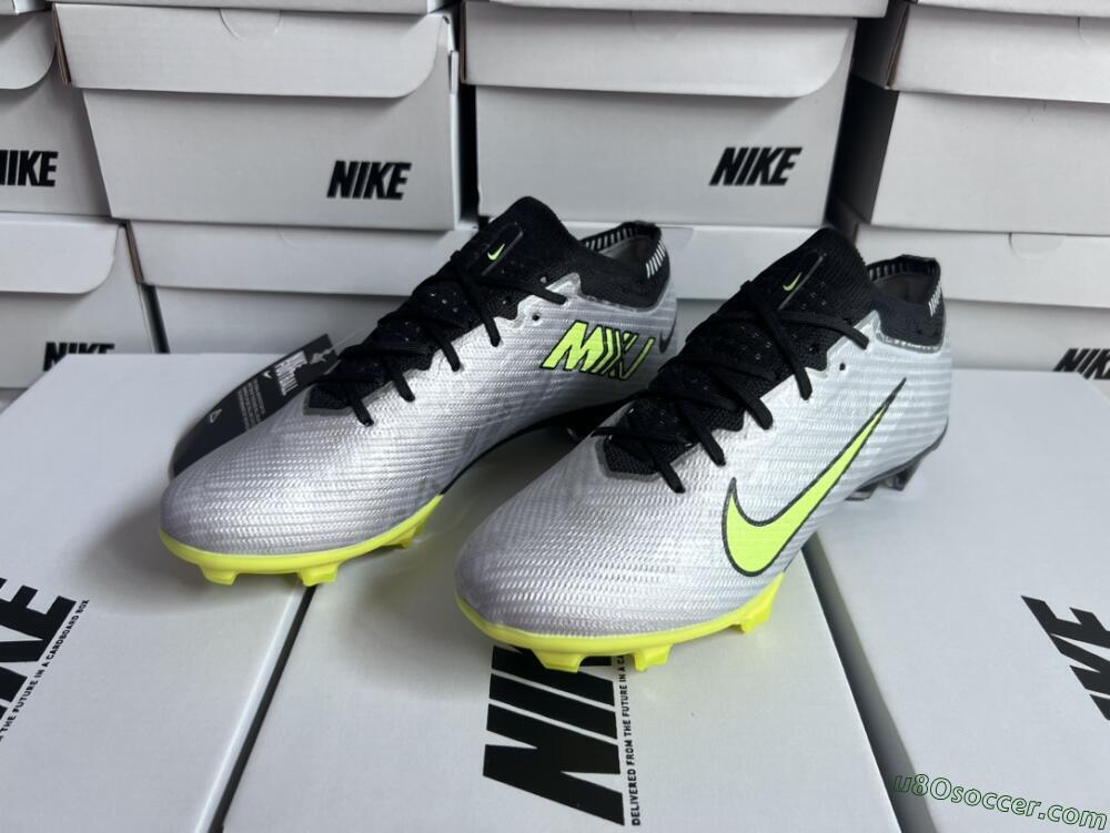 Nike Air Zoom Mercurial Vapor 15 Elite FG Firm Ground Soccer Cleats - Silver/Green