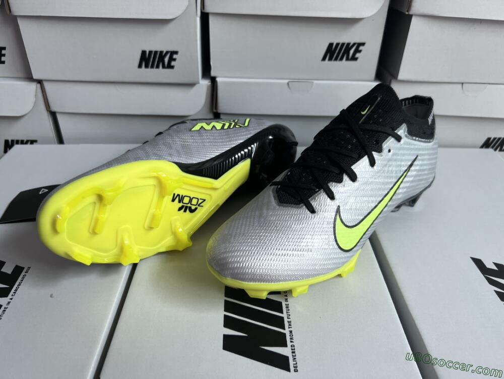 Nike Air Zoom Mercurial Vapor 15 Elite FG Firm Ground Soccer Cleats - Silver/Green