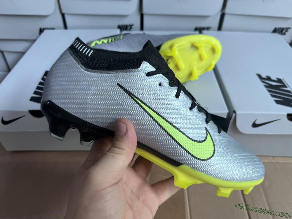 Nike Air Zoom Mercurial Vapor 15 Elite FG Firm Ground Soccer Cleats - Silver/Green