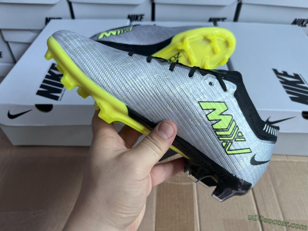 Nike Air Zoom Mercurial Vapor 15 Elite FG Firm Ground Soccer Cleats - Silver/Green