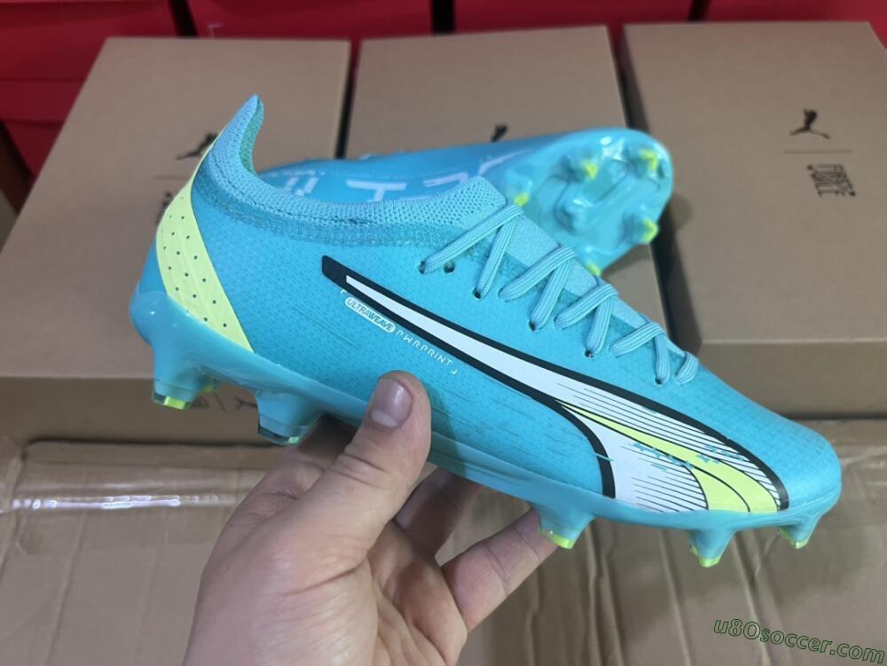 Puma Ultra Ultimate FG Firm Ground Soccer Cleats - Blue/White/Green