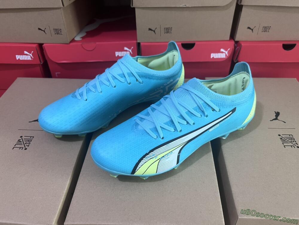 Puma Ultra Ultimate FG Firm Ground Soccer Cleats - Blue/White/Green
