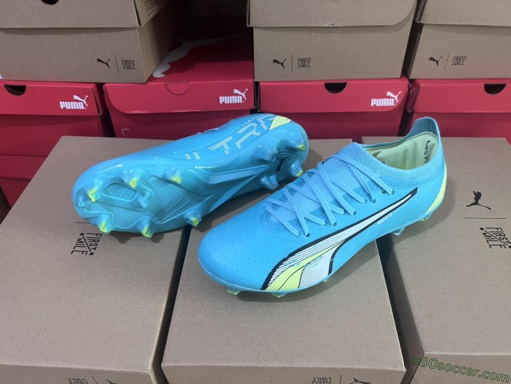 Puma Ultra Ultimate FG Firm Ground Soccer Cleats - Blue/White/Green