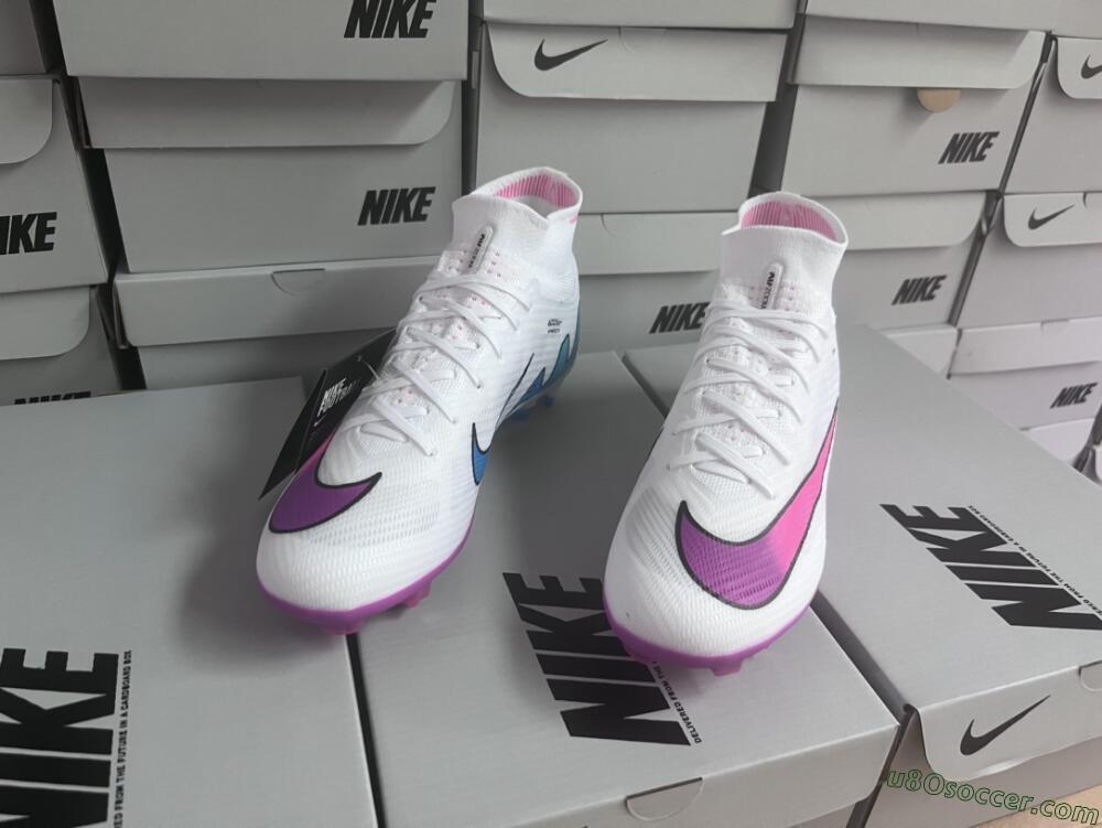 Nike Air Zoom Mercurial Superfly 9 Elite FG Firm Ground Soccer Cleats - White/Pink/Purple