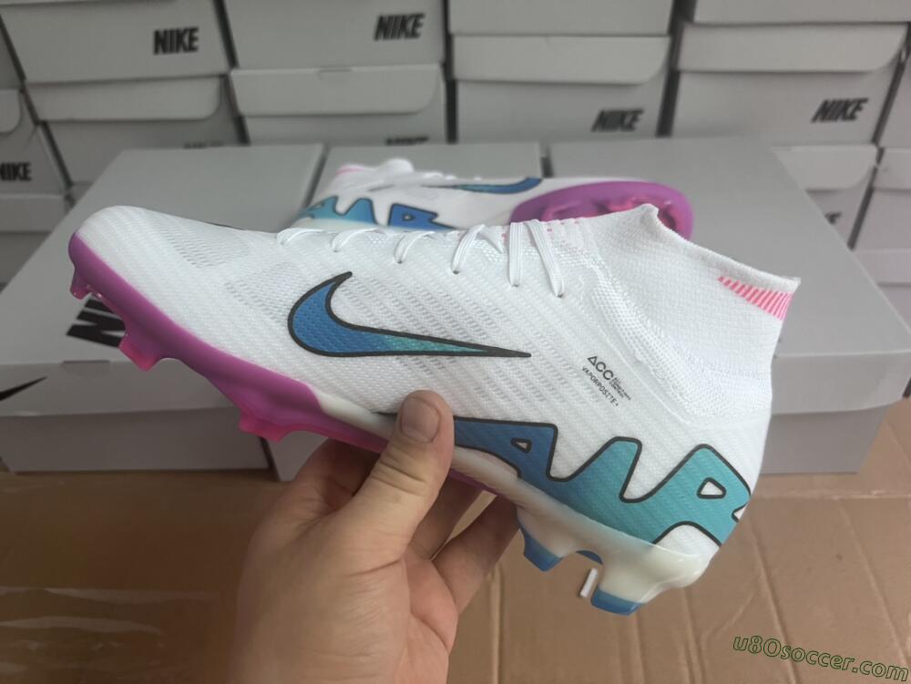 Nike Air Zoom Mercurial Superfly 9 Elite FG Firm Ground Soccer Cleats - White/Pink/Purple