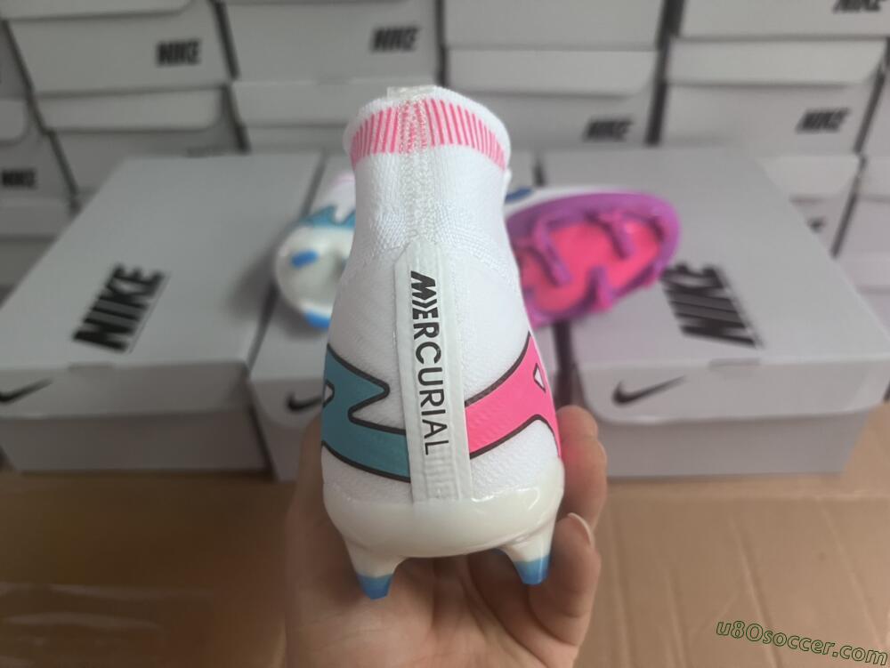 Nike Air Zoom Mercurial Superfly 9 Elite FG Firm Ground Soccer Cleats - White/Pink/Purple