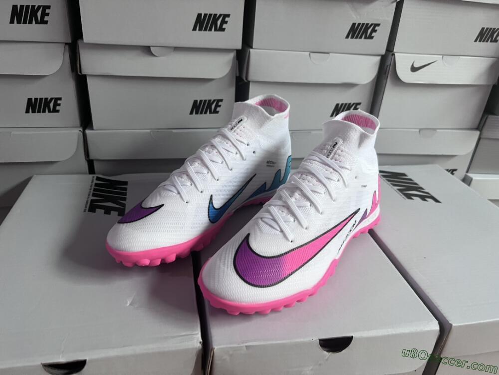 Nike Mercurial Superfly 9 Elite TF Artificial Turf Soccer Shoes - White/Pink