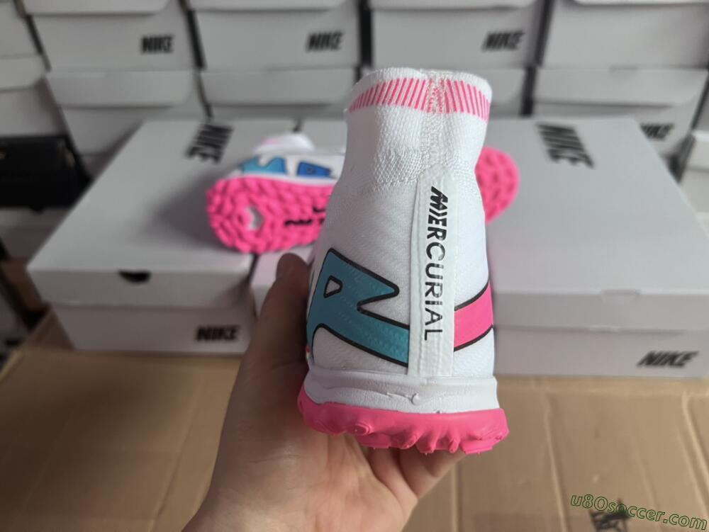 Nike Mercurial Superfly 9 Elite TF Artificial Turf Soccer Shoes - White/Pink