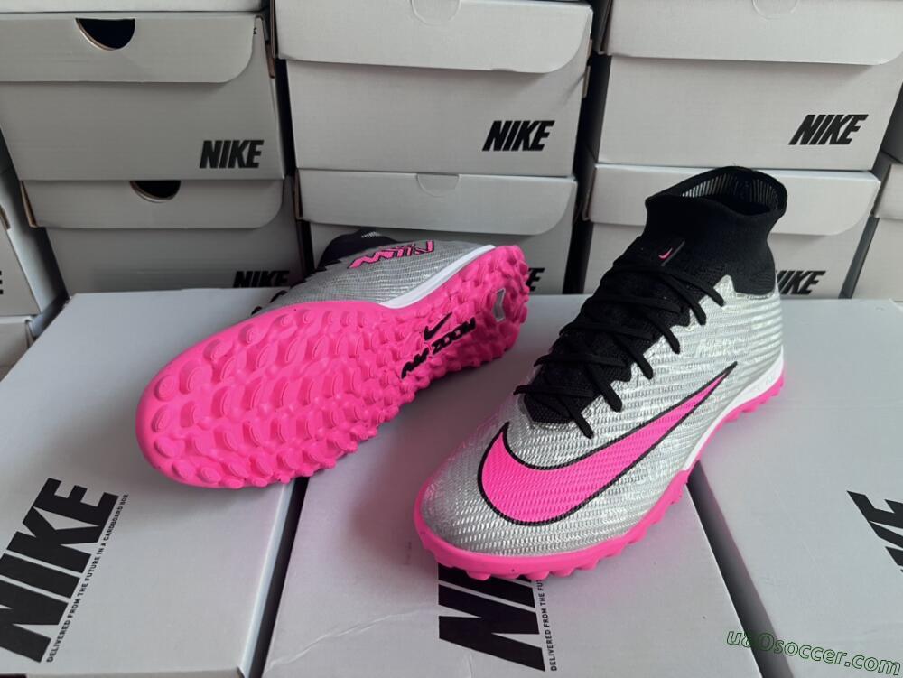 Nike Mercurial Superfly 8 Elite TF Artificial Turf Soccer Shoes - Grey/Black/Pink