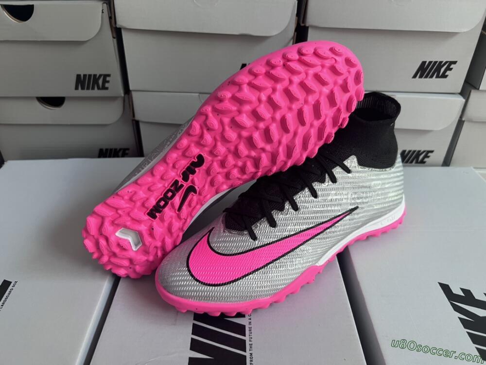 Nike Mercurial Superfly 8 Elite TF Artificial Turf Soccer Shoes - Grey/Black/Pink