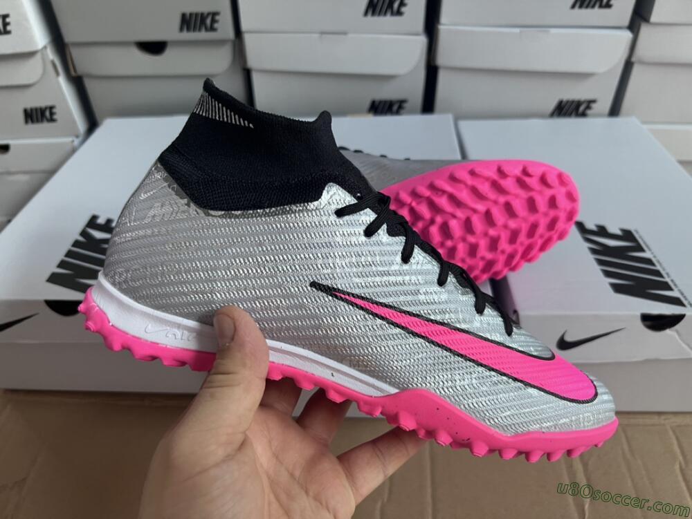 Nike Mercurial Superfly 8 Elite TF Artificial Turf Soccer Shoes - Grey/Black/Pink