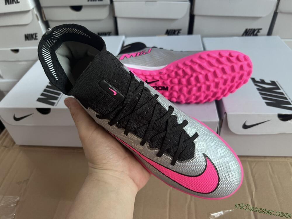 Nike Mercurial Superfly 8 Elite TF Artificial Turf Soccer Shoes - Grey/Black/Pink