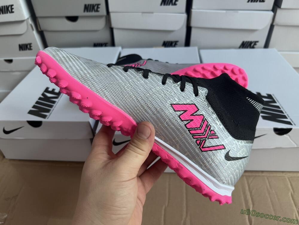 Nike Mercurial Superfly 8 Elite TF Artificial Turf Soccer Shoes - Grey/Black/Pink
