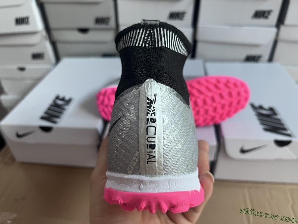 Nike Mercurial Superfly 8 Elite TF Artificial Turf Soccer Shoes - Grey/Black/Pink