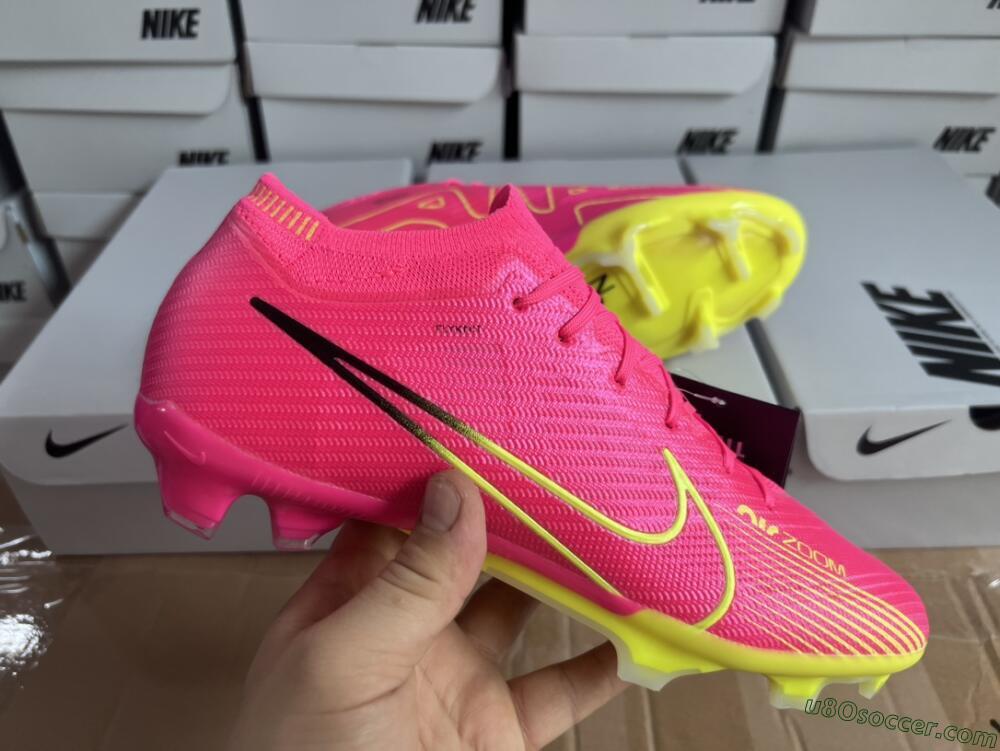 Nike Air Zoom Mercurial Vapor 15 Elite FG Firm Ground Soccer Cleats - Pink/Green