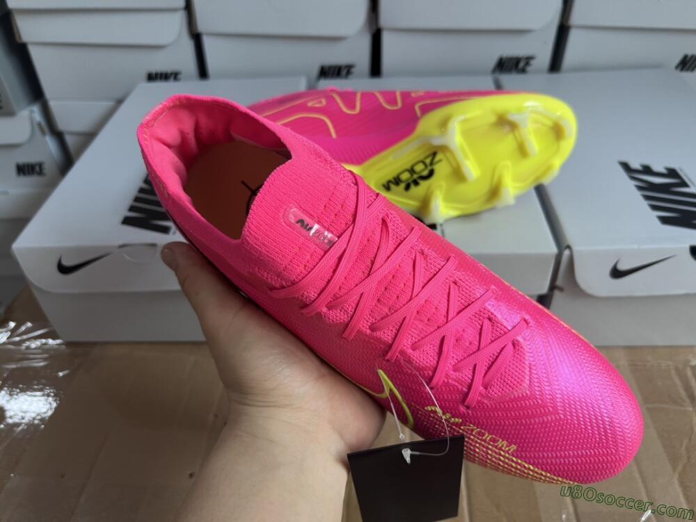 Nike Air Zoom Mercurial Vapor 15 Elite FG Firm Ground Soccer Cleats - Pink/Green