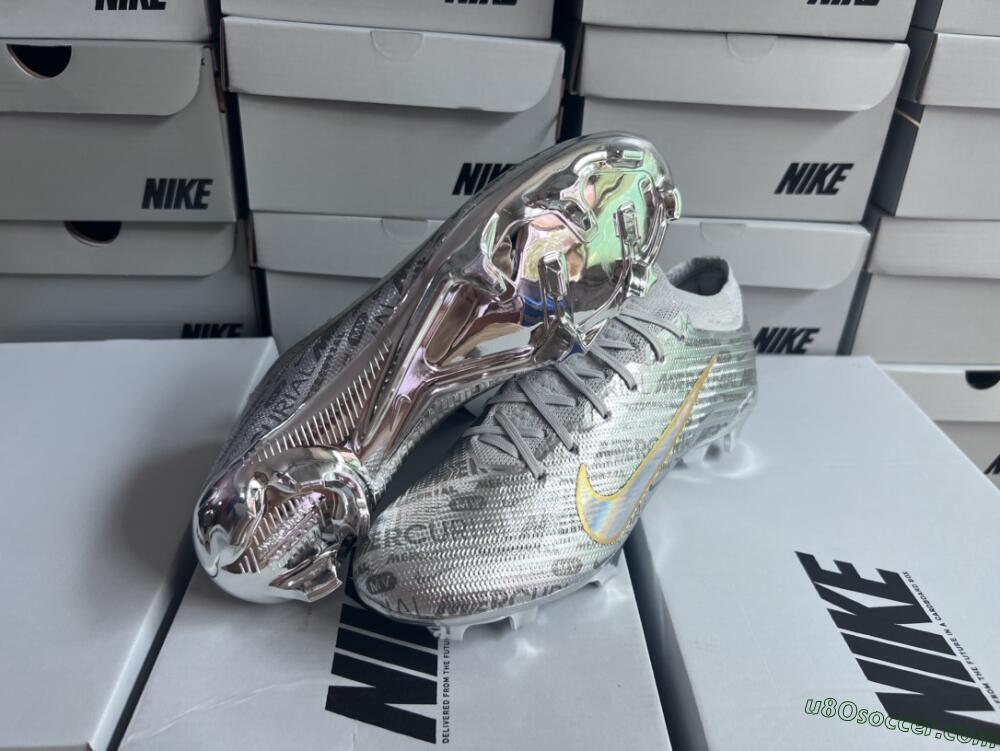 Nike Air Zoom Mercurial Vapor 15 Elite FG Firm Ground Soccer Cleats - Silver/Gold