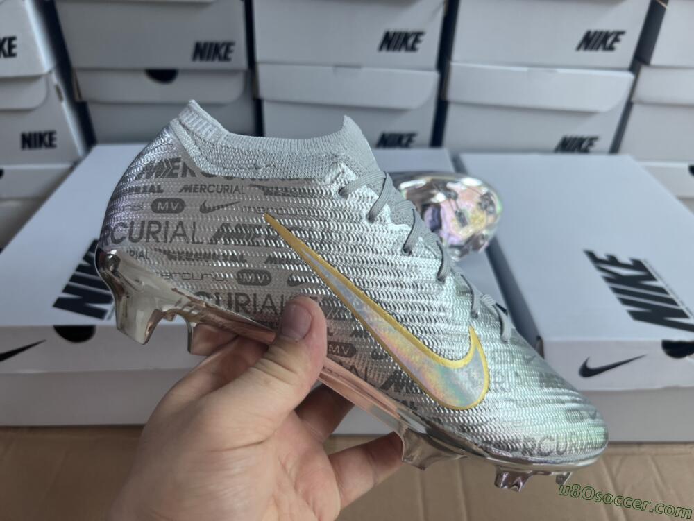 Nike Air Zoom Mercurial Vapor 15 Elite FG Firm Ground Soccer Cleats - Silver/Gold