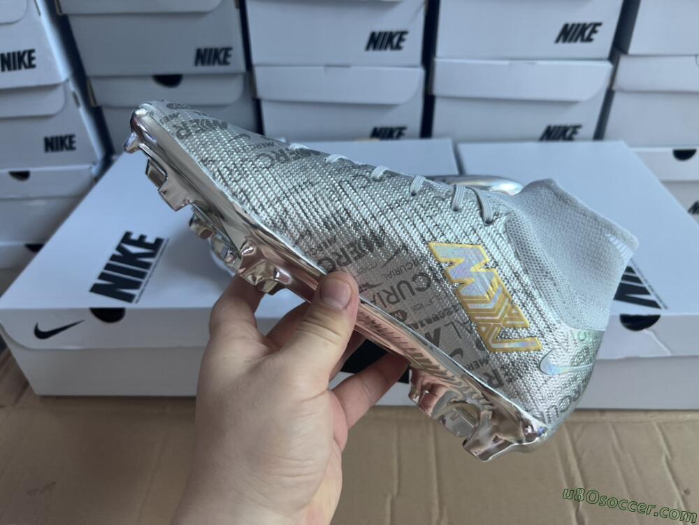 Nike Air Zoom Mercurial Superfly 9 Elite FG Firm Ground Soccer Cleats - Silver/Gold