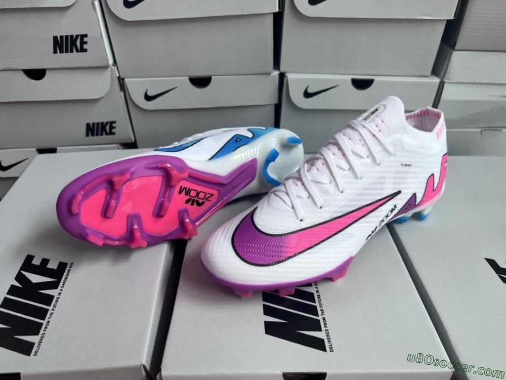 Nike Air Zoom Mercurial Vapor 15 Elite FG Firm Ground Soccer Cleats - White/Pink/Purple