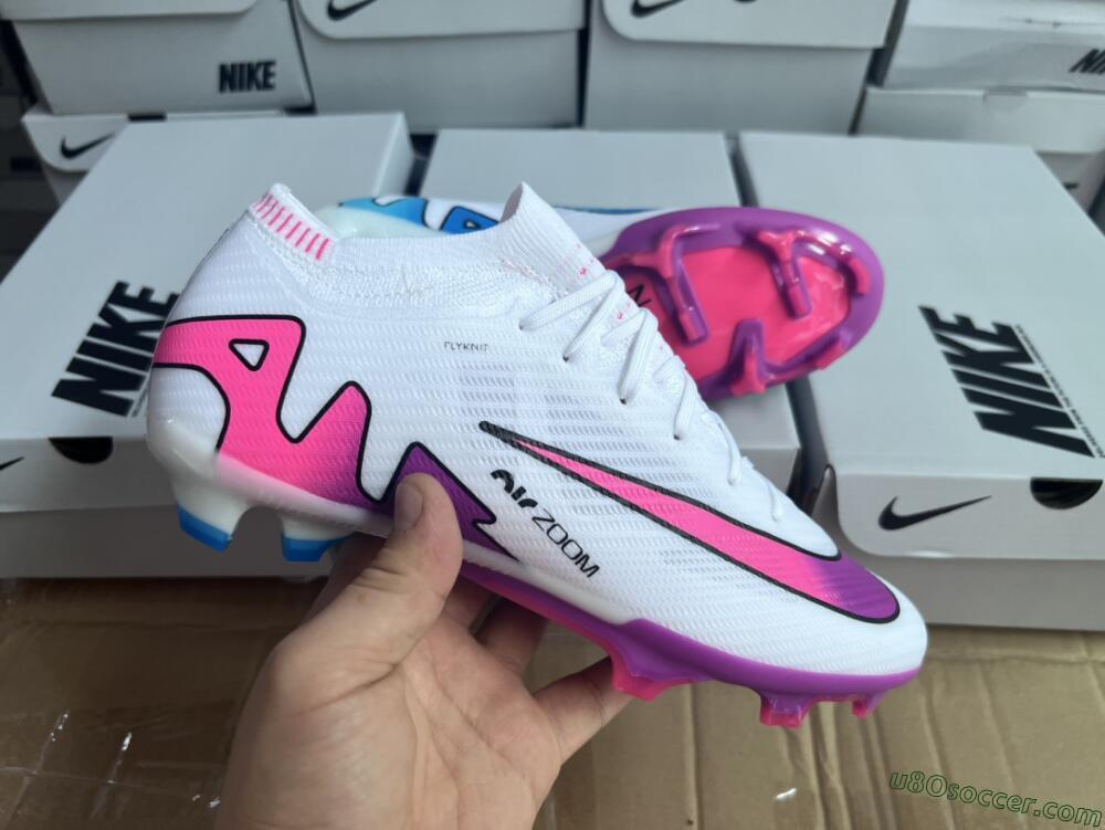 Nike Air Zoom Mercurial Vapor 15 Elite FG Firm Ground Soccer Cleats - White/Pink/Purple