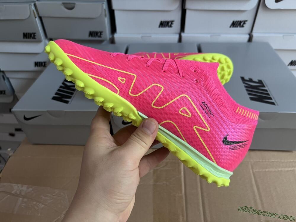 Nike Air Zoom Mercurial Vapor 15 Elite TF Artificial Turf Soccer Shoes - Pink/Green/Black