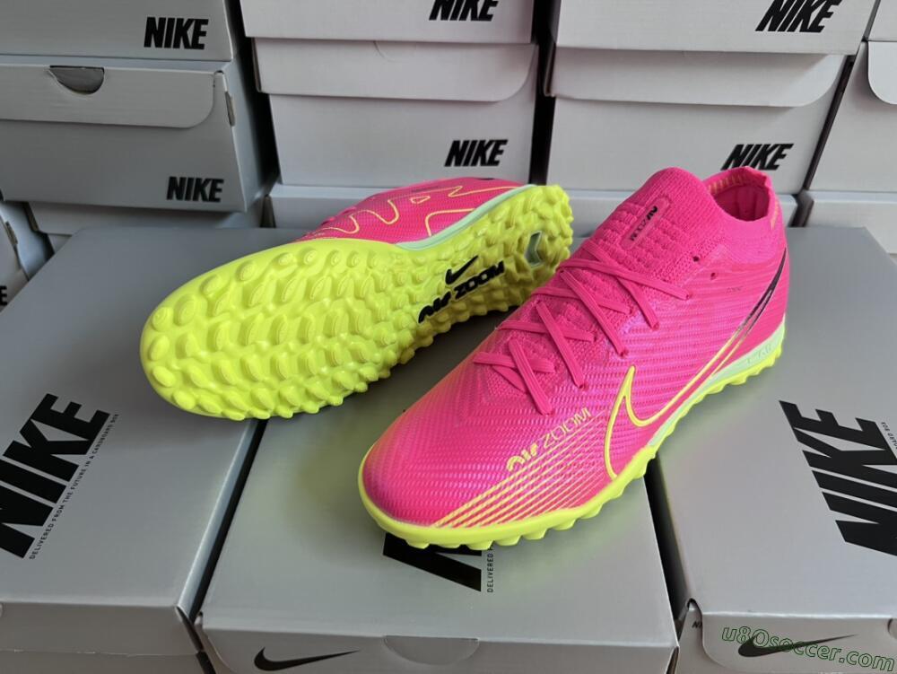 Nike Air Zoom Mercurial Vapor 15 Elite TF Artificial Turf Soccer Shoes - Pink/Green/Black