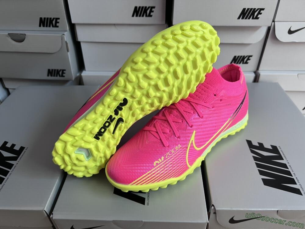 Nike Air Zoom Mercurial Vapor 15 Elite TF Artificial Turf Soccer Shoes - Pink/Green/Black