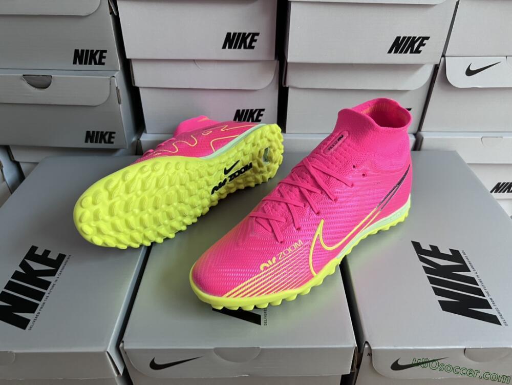 Nike Air Zoom Mercurial Superfly 9 Elite TF Artificial Turf Soccer Shoes - Pink/Green/Black
