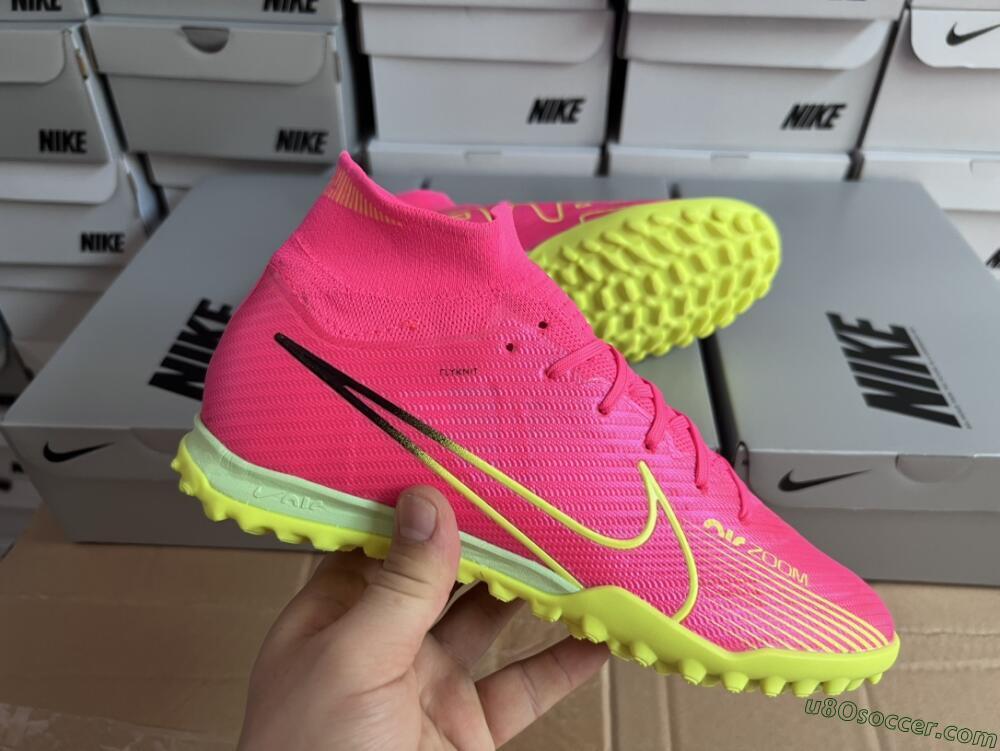 Nike Air Zoom Mercurial Superfly 9 Elite TF Artificial Turf Soccer Shoes - Pink/Green/Black