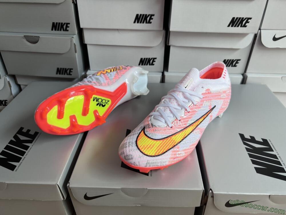 Nike Air Zoom Mercurial Vapor 15 Elite FG Firm Ground Soccer Cleats - White/Orange/Sliver