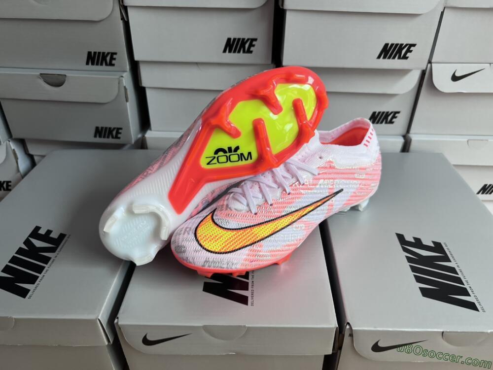 Nike Air Zoom Mercurial Vapor 15 Elite FG Firm Ground Soccer Cleats - White/Orange/Sliver